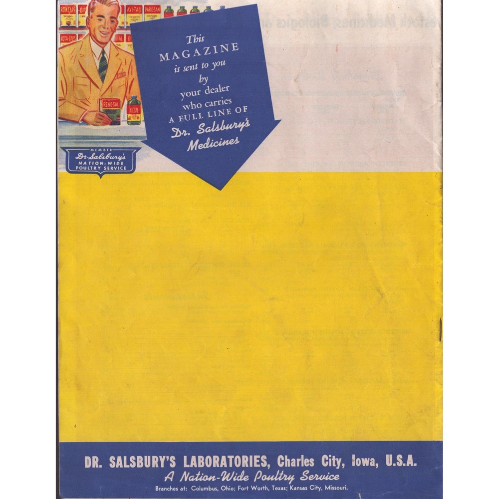 1945 Dr. Salsbury's Poultry Health Messenger Spring Magazine Ren-O-Sal Medicine - Picture 2 of 3